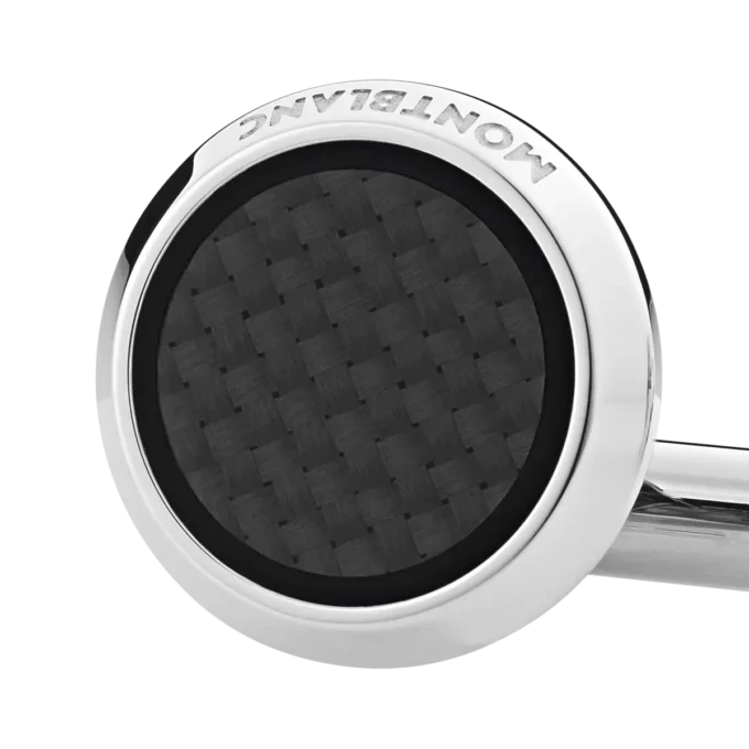 Butoni rotunzi din oțel inoxidabil cu incrustare cu model carbon