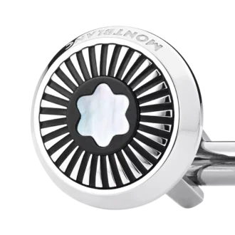 Butoni rotunzi din oțel inoxidabil cu model de raze și emblemă din sidef cu strat de zăpadă