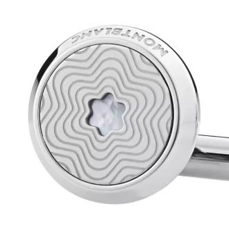 Butoni rotunzi din oțel inoxidabil cu model de stea explozivă și emblemă din sidef cu strat de zăpadă