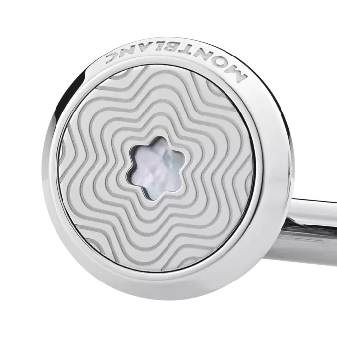 Butoni rotunzi din oțel inoxidabil cu model de stea explozivă și emblemă din sidef cu strat de zăpadă