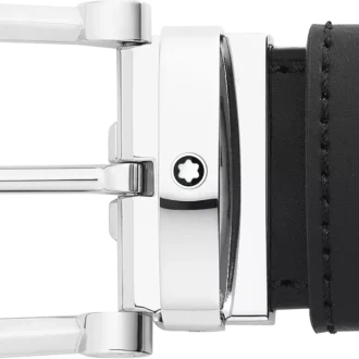 Catarama în formă de potcoavă negru/albastru Curea din piele reversibilă de 35 mm