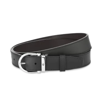 Catarama în formă de potcoavă negru/maro Curea reversibilă din piele de 35 mm