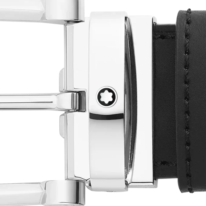 Catarama în formă de potcoavă negru/maro Curea reversibilă din piele de 35 mm