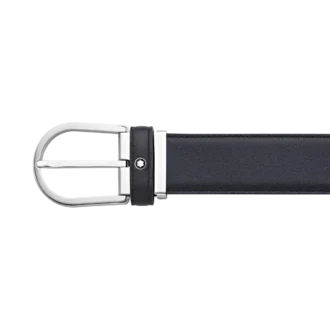 Curea din piele albastră cu cataramă în formă de potcoavă, 35 mm