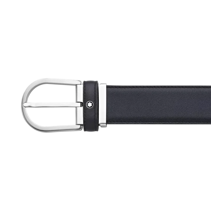 Curea din piele albastră cu cataramă în formă de potcoavă, 35 mm Curea din piele albastră cu cataramă în formă de potcoavă, 35 mm