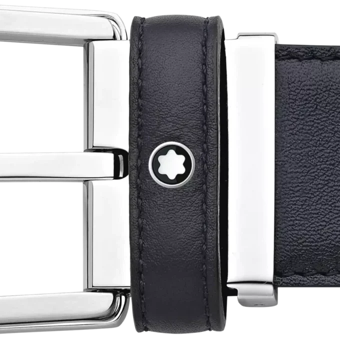 Curea din piele albastră cu cataramă în formă de potcoavă, 35 mm Curea din piele albastră cu cataramă în formă de potcoavă, 35 mm