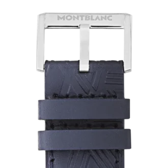 Curea din piele de vițel albastră cu cataramă gri