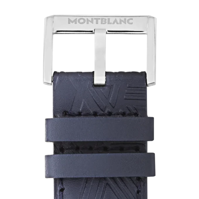 Curea din piele de vițel albastră cu cataramă gri Curea din piele de vițel albastră cu cataramă gri