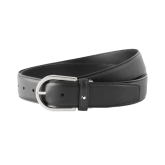 Curea din piele gri cu cataramă în formă de potcoavă de 35 mm