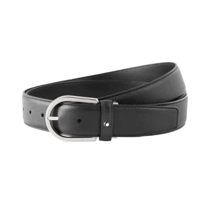 Curea din piele gri cu cataramă în formă de potcoavă de 35 mm Curea din piele gri cu cataramă în formă de potcoavă de 35 mm