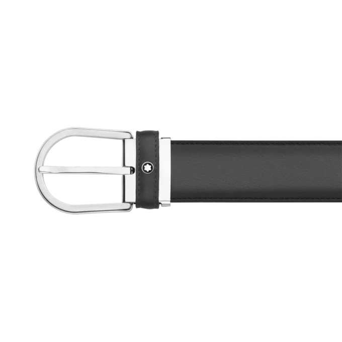 Curea din piele gri cu cataramă în formă de potcoavă de 35 mm Curea din piele gri cu cataramă în formă de potcoavă de 35 mm