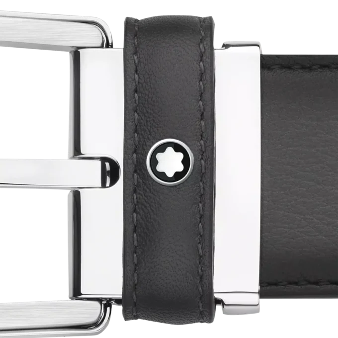 Curea din piele gri cu cataramă în formă de potcoavă de 35 mm Curea din piele gri cu cataramă în formă de potcoavă de 35 mm