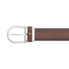 Curea din piele maro cu cataramă în formă de potcoavă de 35 mm