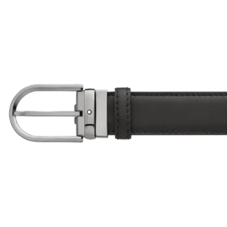 Curea din piele neagră cu cataramă în formă de potcoavă, 35 mm