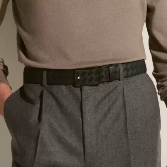 Curea din piele neagră de 35 mm