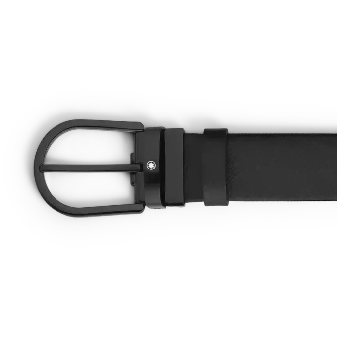 Curea din piele neagră de 35 mm cu cataramă în formă de potcoavă
