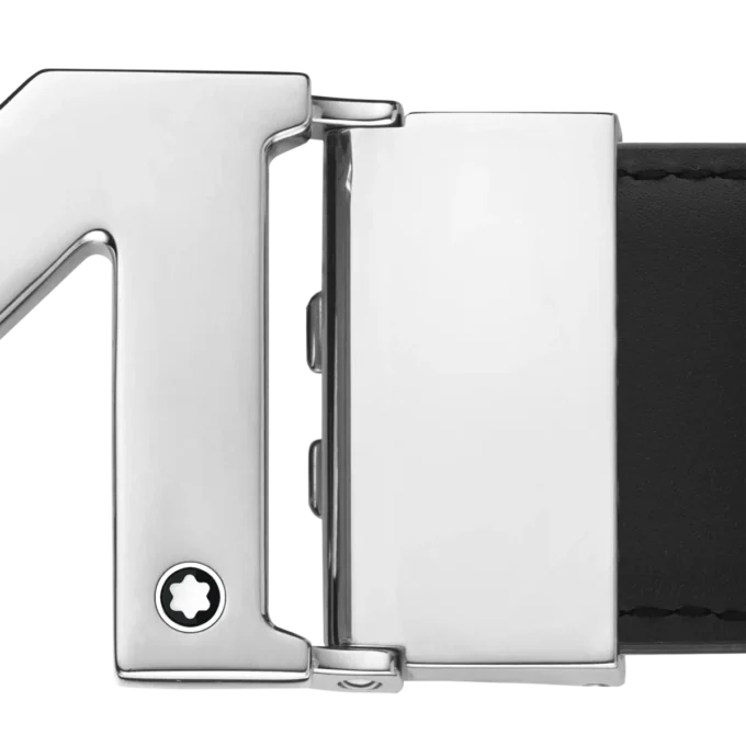 Curea din piele reversibilă cu cataramă M neagră de 35 mm