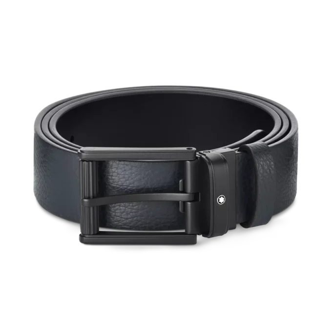 Curea reversibilă din piele albastră/neagră de 35 mm