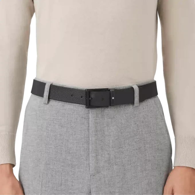 Curea reversibilă din piele albastră/neagră de 35 mm