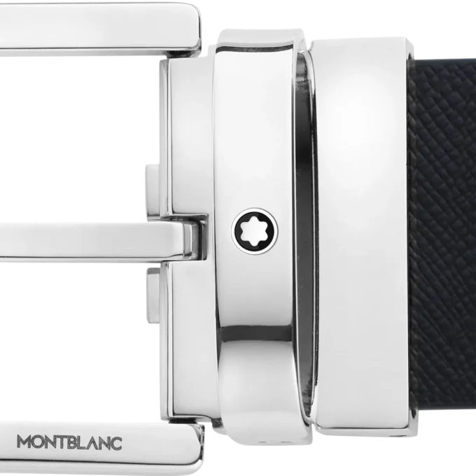 Curea reversibilă din piele cu cataramă Horseshoe imprimată negru/mosto 35 mm