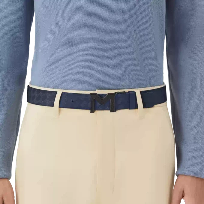 Curea reversibilă din piele cu cataramă M Extreme 3.0 albastră/neagră simplă 35 mm