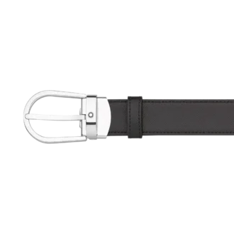 Curea reversibilă din piele cu cataramă în formă de potcoavă, negru/maro, 30 mm