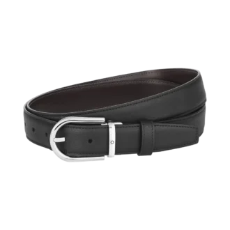 Curea reversibilă din piele cu cataramă în formă de potcoavă, negru/maro, 30 mm