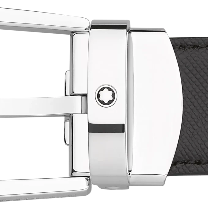 Curea reversibilă din piele cu cataramă în formă de potcoavă, negru/maro, 30 mm