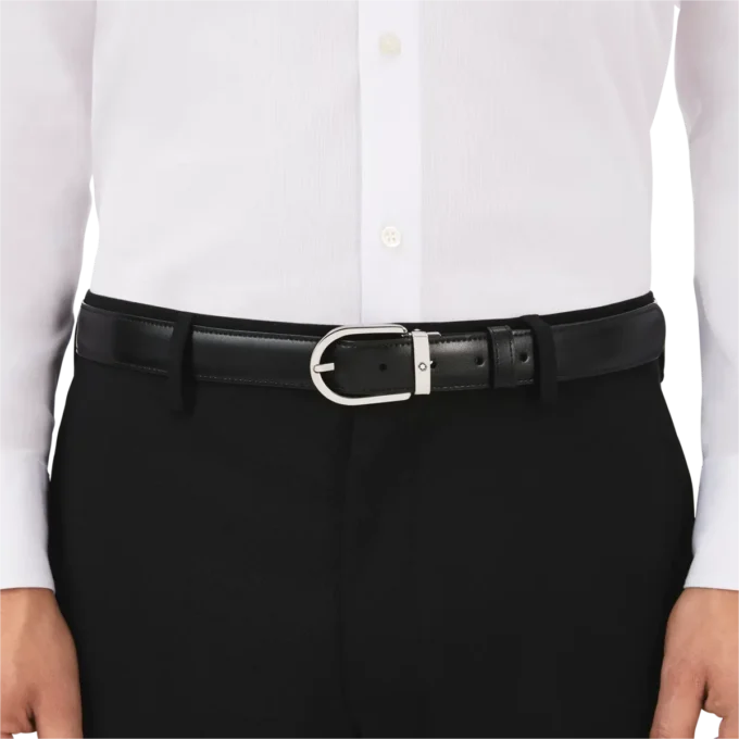 Curea reversibilă din piele cu cataramă în formă de potcoavă, negru/maro, 30 mm