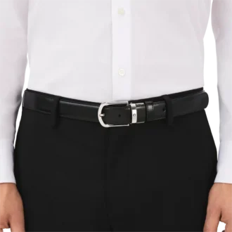 Curea reversibilă din piele cu cataramă în formă de potcoavă, negru/maro, 30 mm