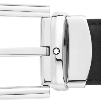 Curea reversibilă din piele cu cataramă în formă de potcoavă, negru/maro, 30 mm