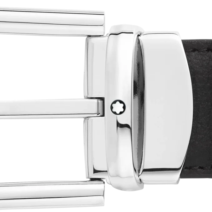 Curea reversibilă din piele cu cataramă în formă de potcoavă, negru/maro, 30 mm