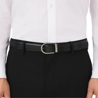 Curea reversibilă din piele cu cataramă în formă de potcoavă, negru/maro, 30 mm