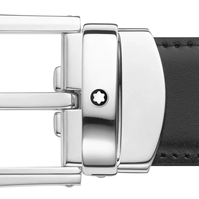 Curea reversibilă din piele cu cataramă în formă de potcoavă, negru/maro, 30 mm