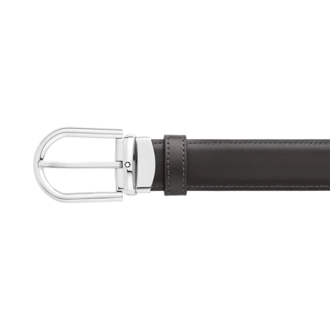 Curea reversibilă din piele cu cataramă în formă de potcoavă, negru/maro, 30 mm