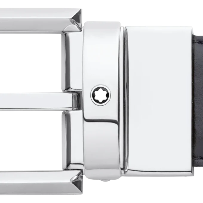 Curea reversibilă din piele cu cataramă în formă de potcoavă, negru/maro, 30 mm