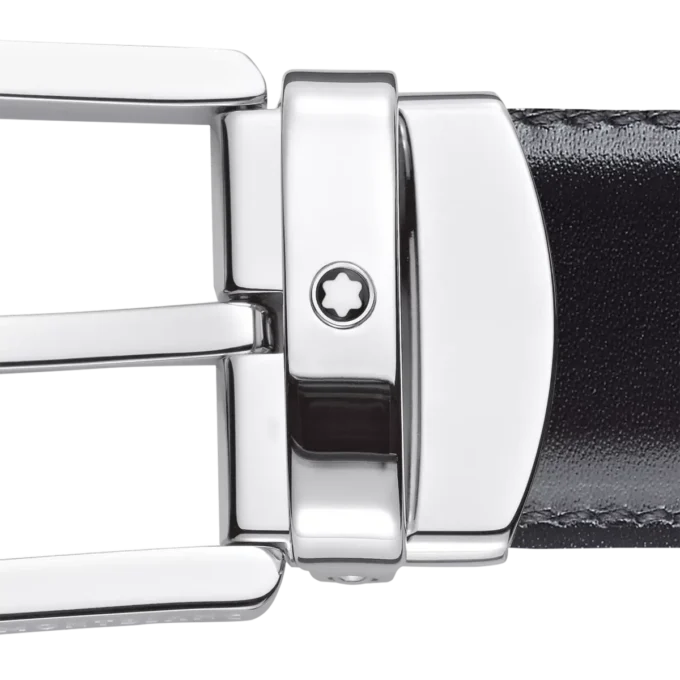 Curea reversibilă din piele cu cataramă în formă de potcoavă, negru/maro, 30 mm