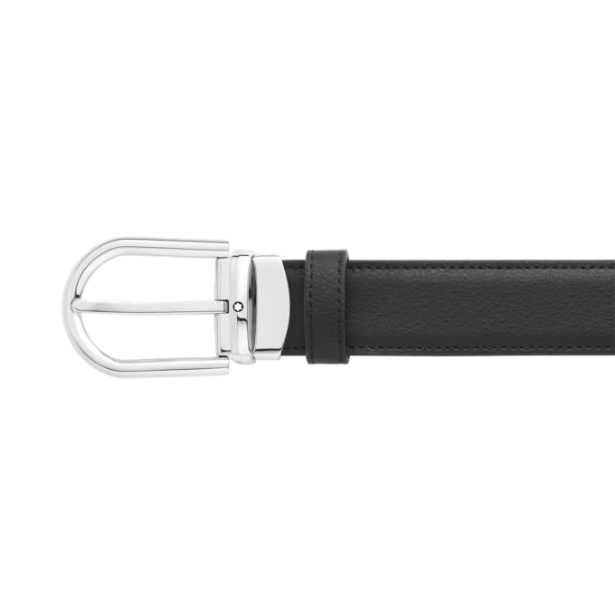 Curea reversibilă din piele cu cataramă în formă de potcoavă, negru/maro, 30 mm