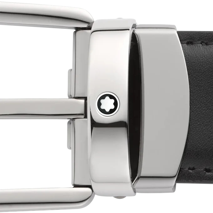 Curea reversibilă din piele cu cataramă în formă de potcoavă, negru/maro, 30 mm