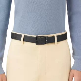 Curea reversibilă din piele imprimată negru/negru simplu, 35 mm