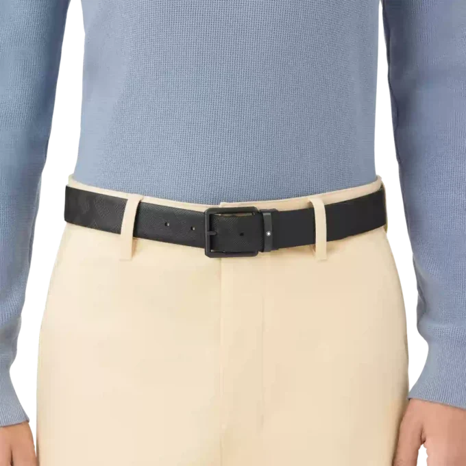 Curea reversibilă din piele imprimată negru/negru simplu, 35 mm