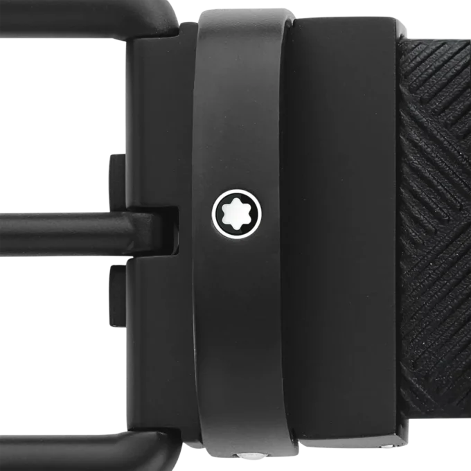 Curea reversibilă din piele imprimată negru/negru simplu, 35 mm