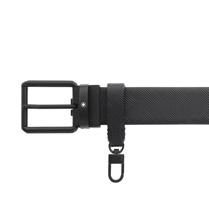 Curea reversibilă din piele imprimată negru/negru simplu, 35 mm