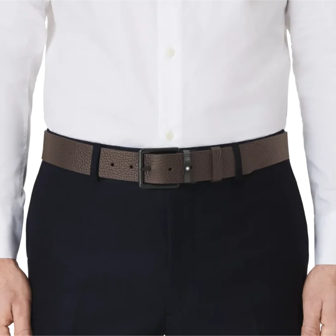 Curea reversibilă din piele maro/neagră de 35 mm