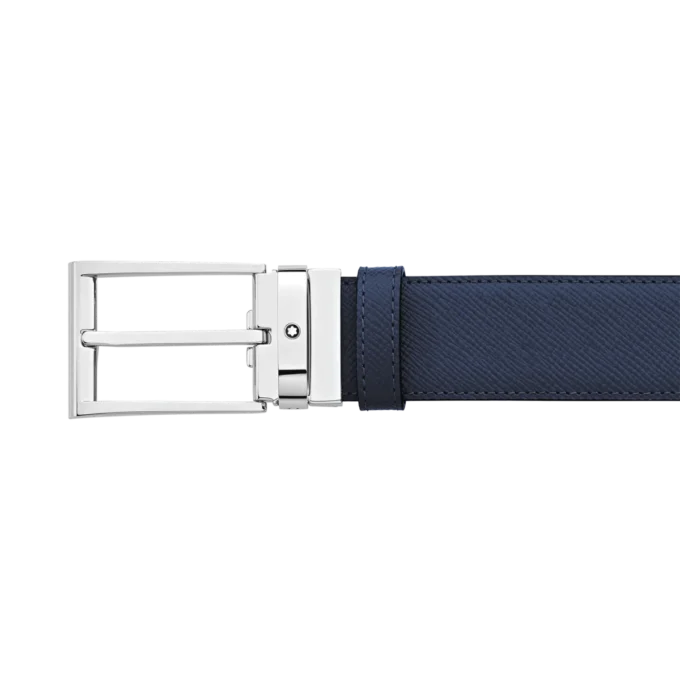 Curea reversibilă din piele neagră/albastră de 35 mm