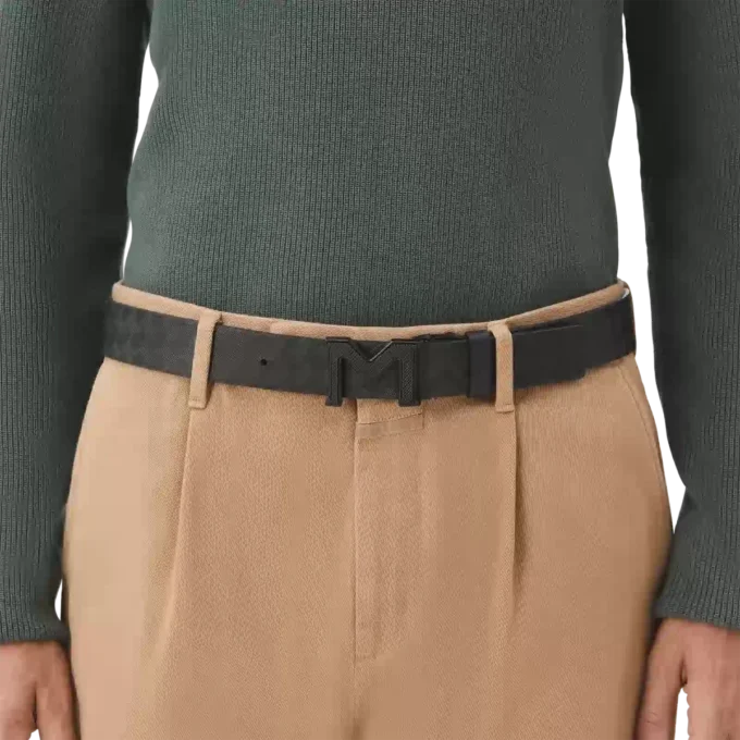 Curea reversibilă din piele neagră cu cataramă M Extreme 3.0/neagră simplă de 35 mm