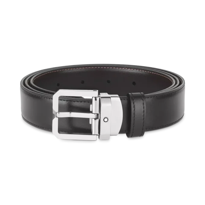 Curea reversibilă din piele neagră/maro de 30 mm