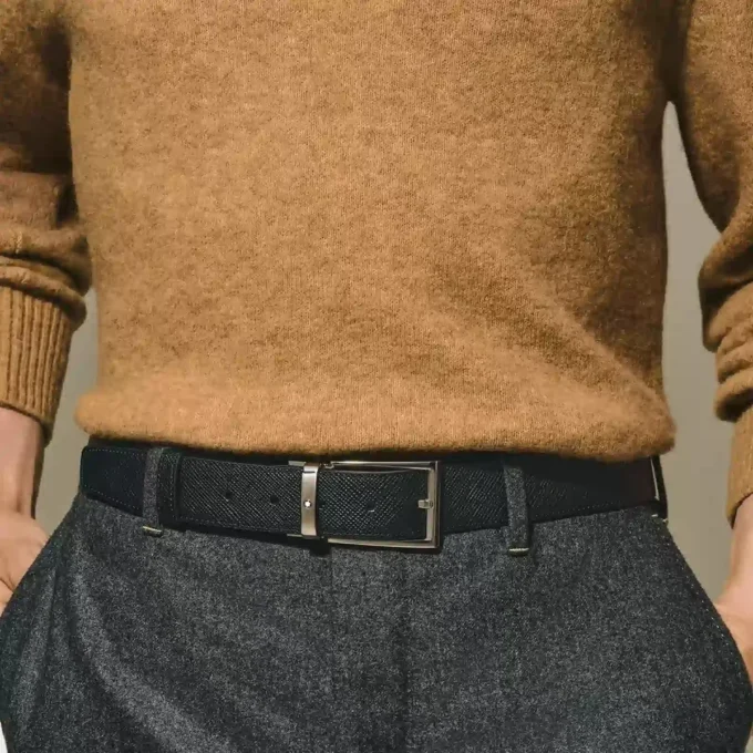 Curea reversibilă din piele negru/maro de 35 mm