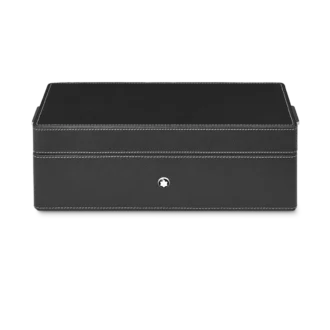 Cutie de birou din piele pentru trei instrumente de scris și o sticlă de cerneală