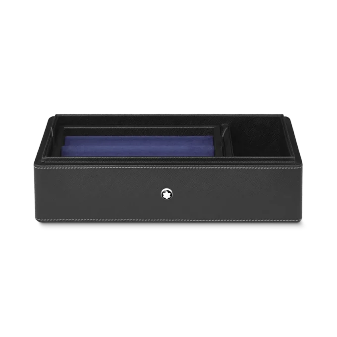 Cutie de birou din piele pentru trei instrumente de scris și o sticlă de cerneală